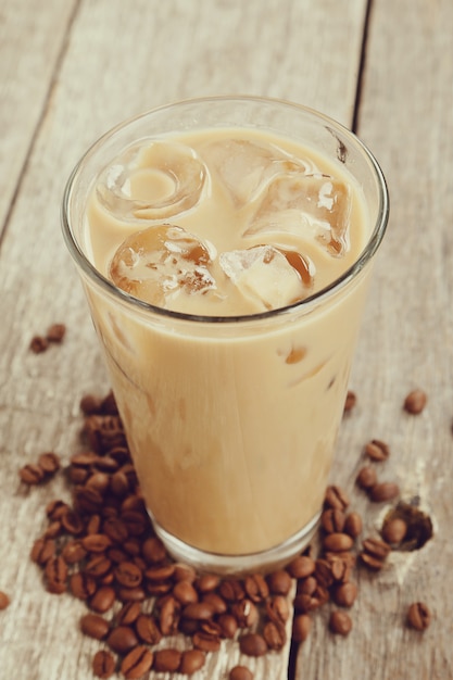 Free Photo | Ice latte with coffee beans