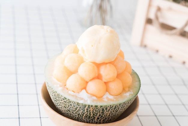 Free Photo | Ice melon bingsu, famous korean ice-cream