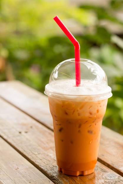 Premium Photo | Ice thai milk tea drink