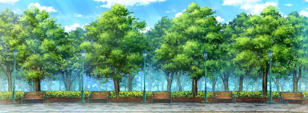 Premium Photo | Illustration anime of daytime park.