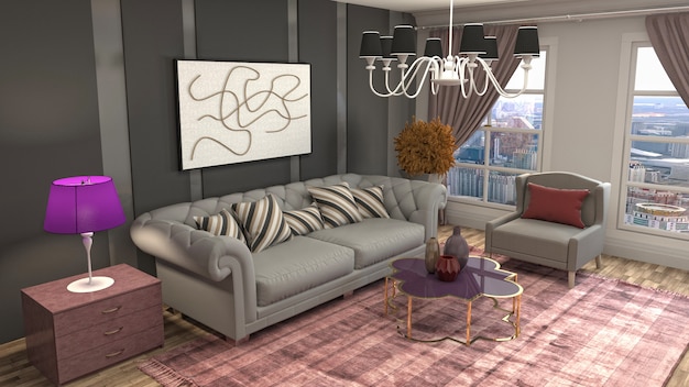 Premium Photo | Illustration of the living room interior