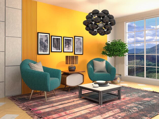 Illustration of the living room | Premium Photo