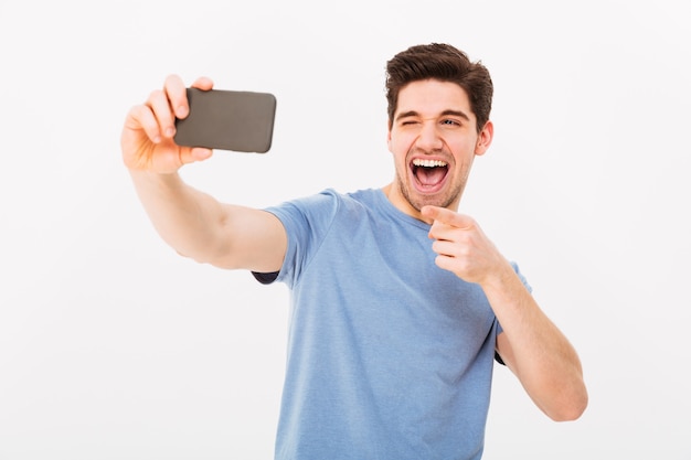 Premium Photo | Image of satisfied man with brown hair and bristle ...