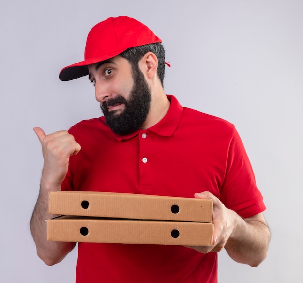 Free Photo Impressed Young Handsome Caucasian Delivery Man Wearing