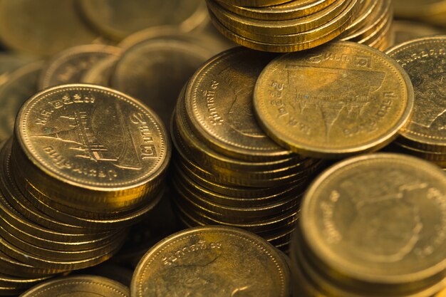 Premium Photo | Increasing columns of coins