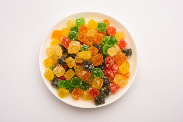 Premium Photo | Indian colorful candy and jelly bites sweet, fruit ...