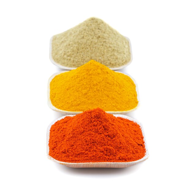 Premium Photo | Indian colourful spices on white background