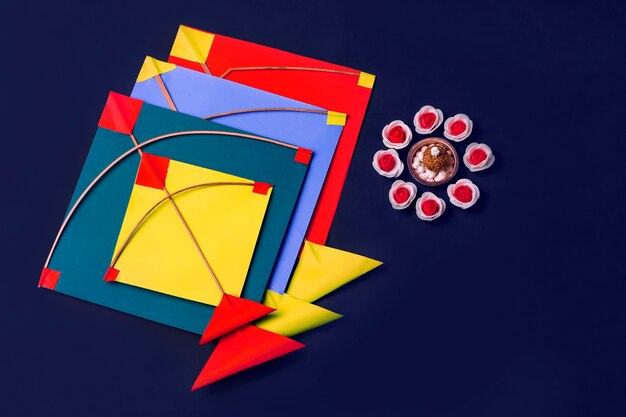 Premium Photo | Indian festival makar sankranti concept, colorful kite ...