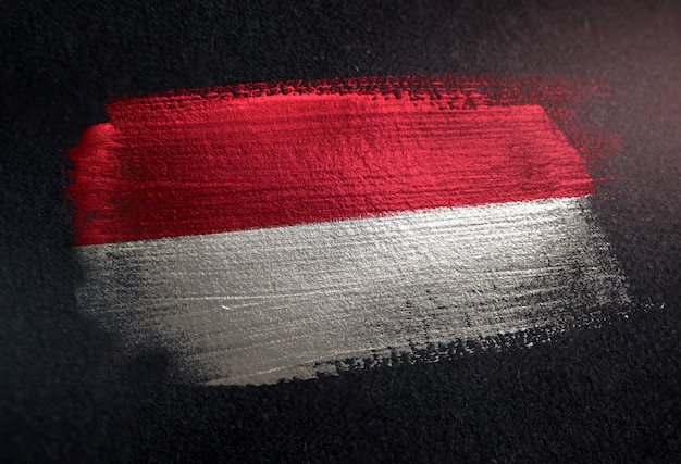 Premium Photo Indonesia Flag Made Of Metallic Brush Paint On Grunge Dark Wall
