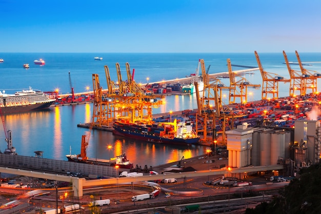 Industrial port de barcelona in evening Free Photo