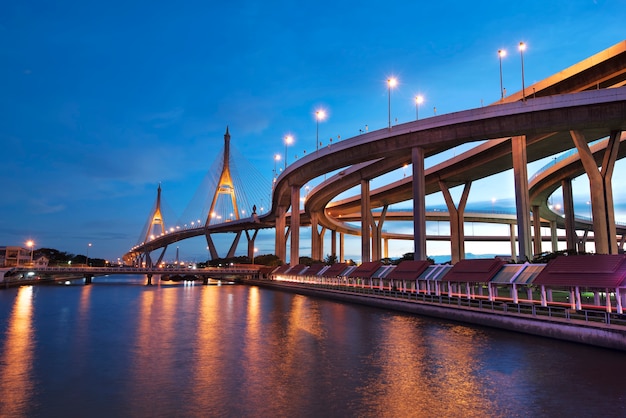 Premium Photo | Industrial ring road bridge (bhumibol bridge), bangkok ...