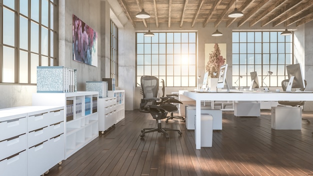 Industrial style office | Premium Photo