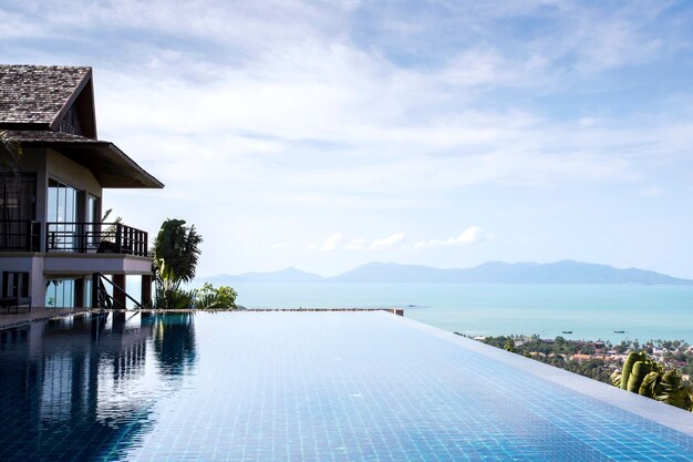 blue sky swimming pool