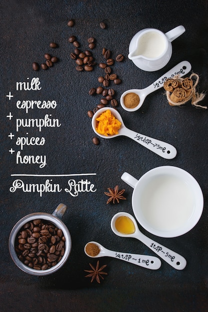 Premium Photo | Ingredients for making pumpkin latte