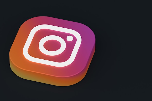 Premium Photo | Instagram application logo 3d rendering on black background