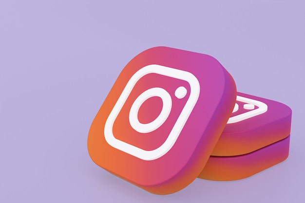 Premium Photo | Instagram application logo 3d rendering on purple