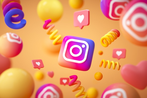  Instagram application logo with emoji and floating objects
