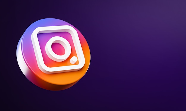 Instagram circle button icon 3d with copy space Premium Photo