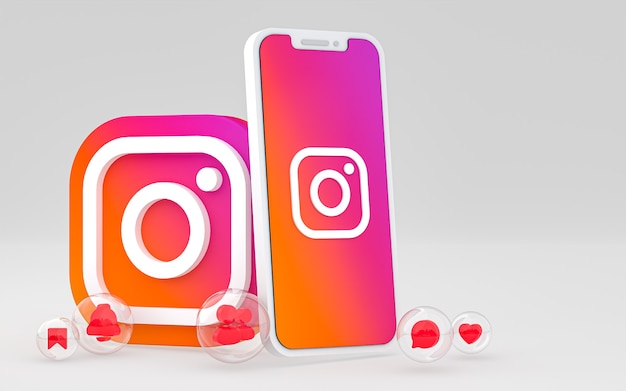 Premium Photo | Instagram icon on screen smartphone or mobile, 3d render