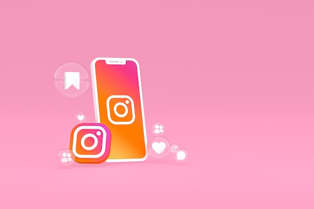 Premium Photo | Instagram icon on screen smartphone or mobile phone 3d ...