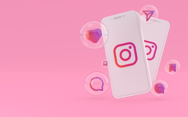 Premium Photo | Instagram icon on screen smartphone or mobile phone 3d ...