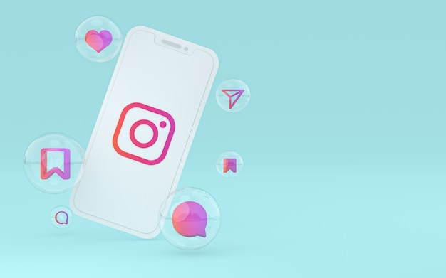  Instagram icon on screen smartphone or mobile phone 3d render