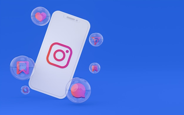 Premium Photo | Instagram icon on screen smartphone or mobile phone 3d ...