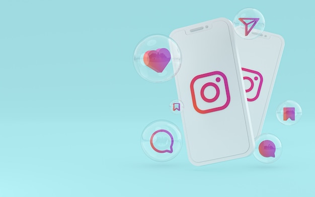 Premium Photo | Instagram icon on screen smartphone or mobile phone 3d ...