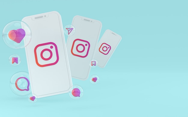 Premium Photo | Instagram icon on screen smartphone or mobile phone 3d ...