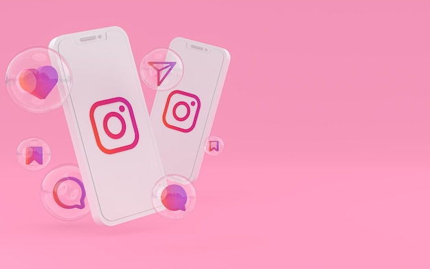 Premium Photo | Instagram icon on screen smartphone or mobile phone 3d ...