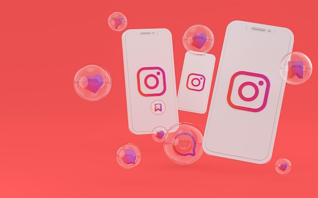 Premium Photo | Instagram icon on screen smartphone or mobile phone 3d ...