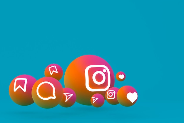 Premium Photo | Instagram icon set 3d rendering on green background