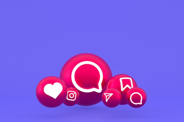 Premium Photo | Instagram icon set 3d rendering on purple background