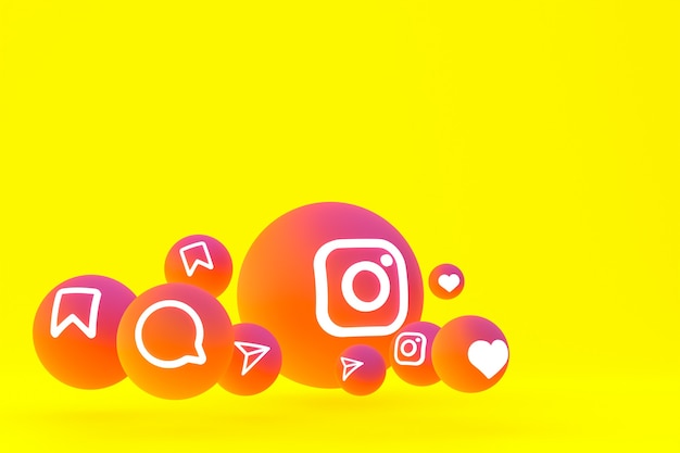 Premium Photo | Instagram icon set 3d rendering on yellow background