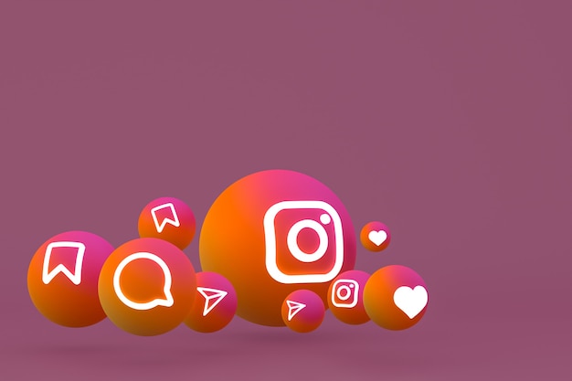 Premium Photo | Instagram icon set rendering on brown background