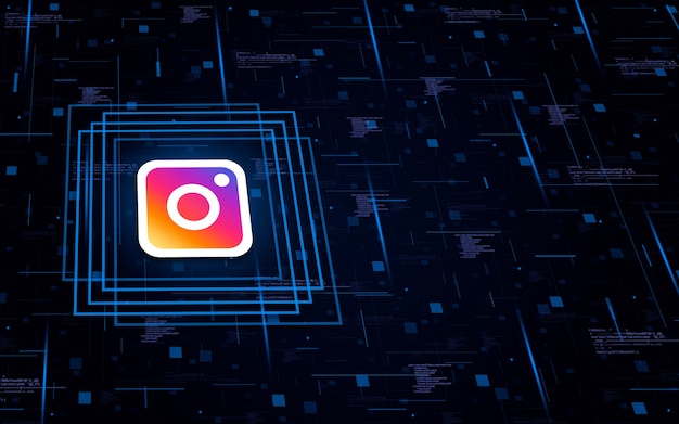 Premium Photo | Instagram logo icon on technological background with ...