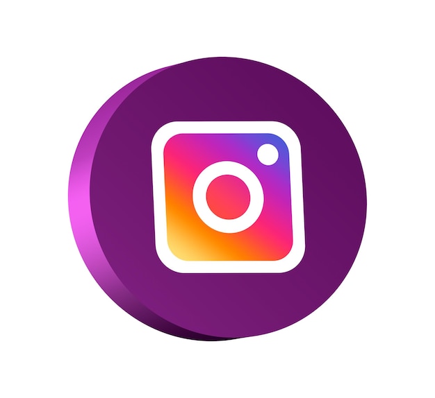 Premium Photo | Instagram logo on round button icon with empty ...