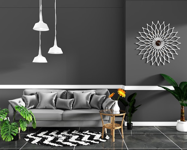 Download Premium Photo | Interior design empty room black wall and ...