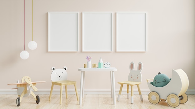 Download Premium Photo | Interior kids room, wall frame mockup.
