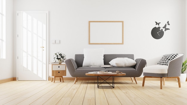 Premium Photo | Interior living room with gray sofa