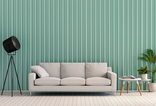 Premium Photo | Interior living room with metal sheet wall. 3d render