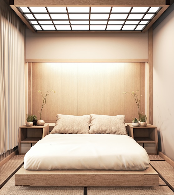 Premium Photo Interior Luxury Modern Japanese Style Bedroom Mock Up Designing The Most Beautiful 3d Rendering