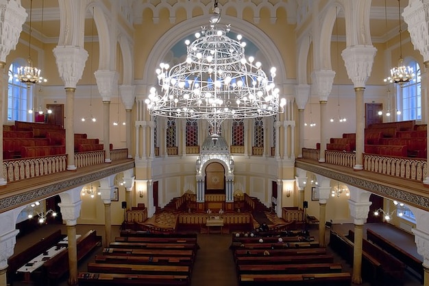 Interior petersburg synagogue russia st chandelier Photo