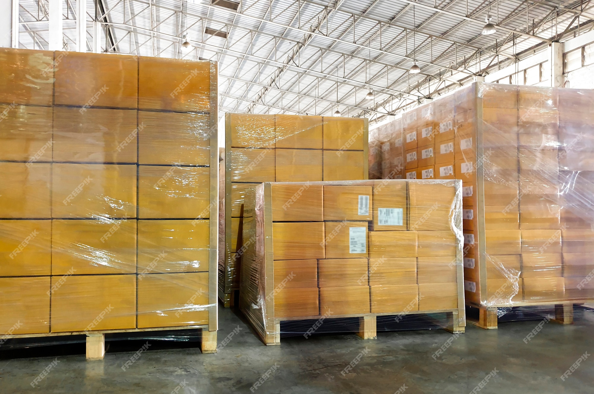 Premium Photo Interior Of Storage Warehouse Stack Package Boxes On