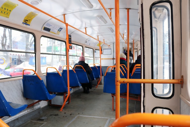 Premium Photo The Interior Of The Urban Bus