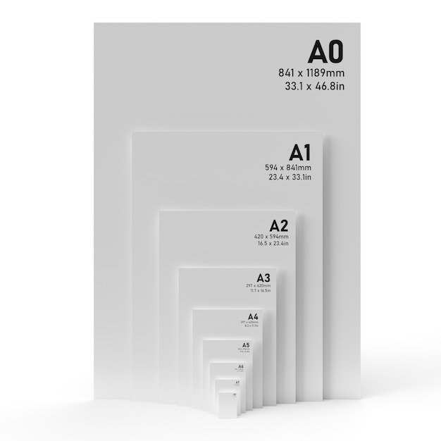 Premium Photo | International a series paper size formats from a0 to a8 ...