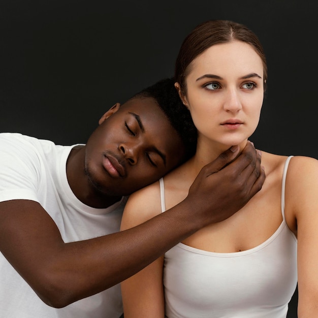 Premium Photo Interracial People Posing Medium Shot