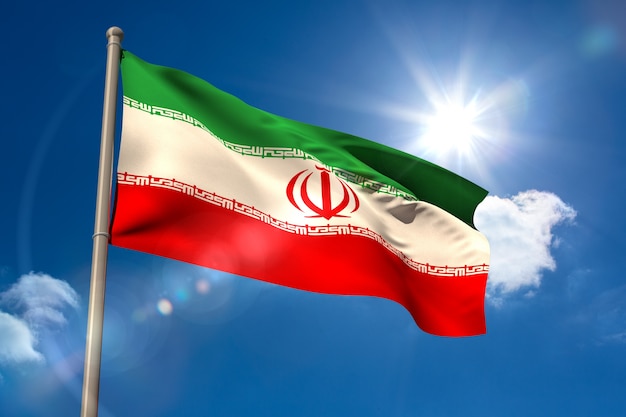 Iran national flag on flagpole Premium Photo