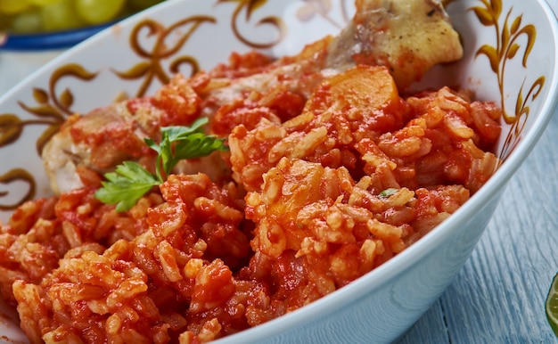 Premium Photo | Iraqi chicken with red rice, asia traditional assorted ...