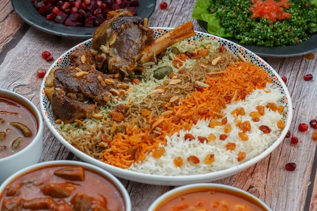 Premium Photo | Iraqi qoozi rice on a big plate